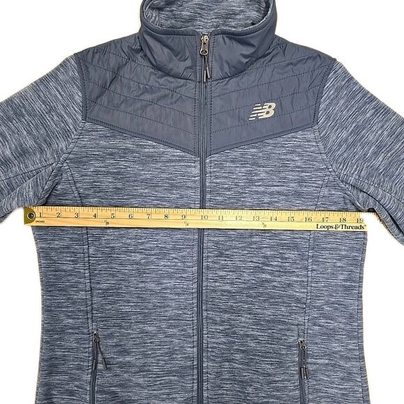 New Balance Womens Fleece Quilted Jacket Sz M Blue/Gray Full Zip Activewear - Picture 3 of 10
